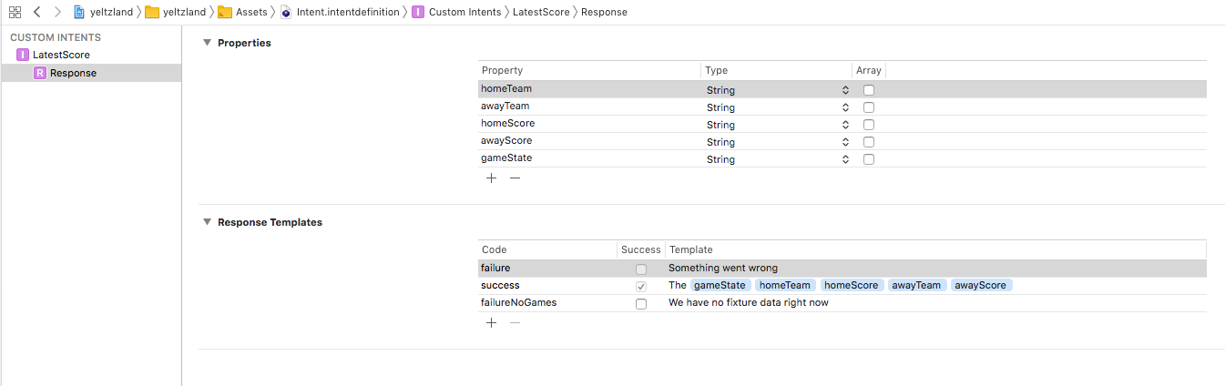 Custom response properties