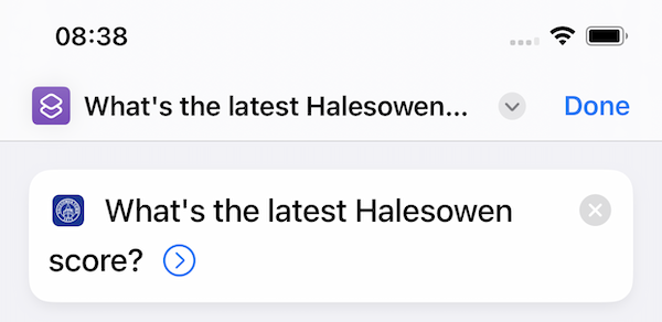 Screenshot of a Yeltzland action in Shortcuts